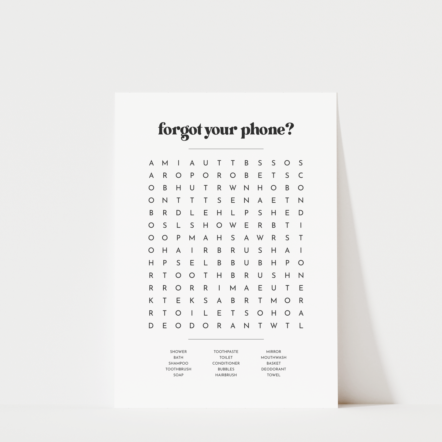 Bathroom Word Search - Bathroom Wall Art