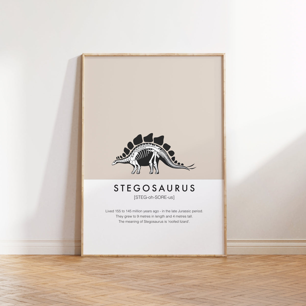 Stegosaurus Dinosaur Fact Print | Kids Nursery Wall Art