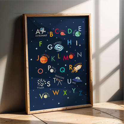 Outer Space Alphabet Art Print – Kids Nursery Decor