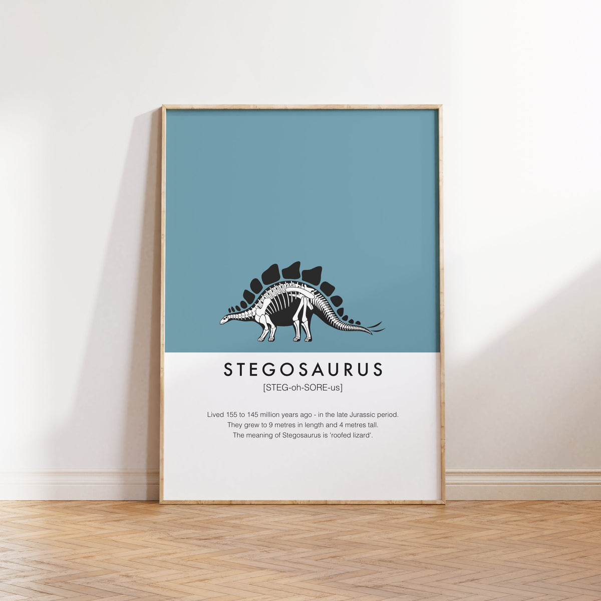 Stegosaurus Dinosaur Fact Print | Kids Nursery Wall Art