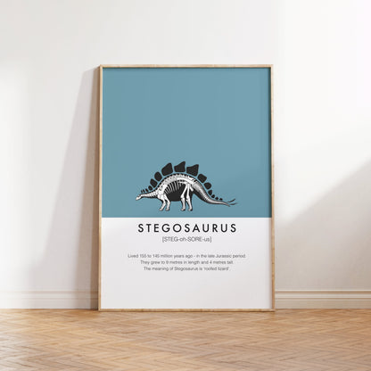 Stegosaurus Dinosaur Fact Print | Kids Nursery Wall Art