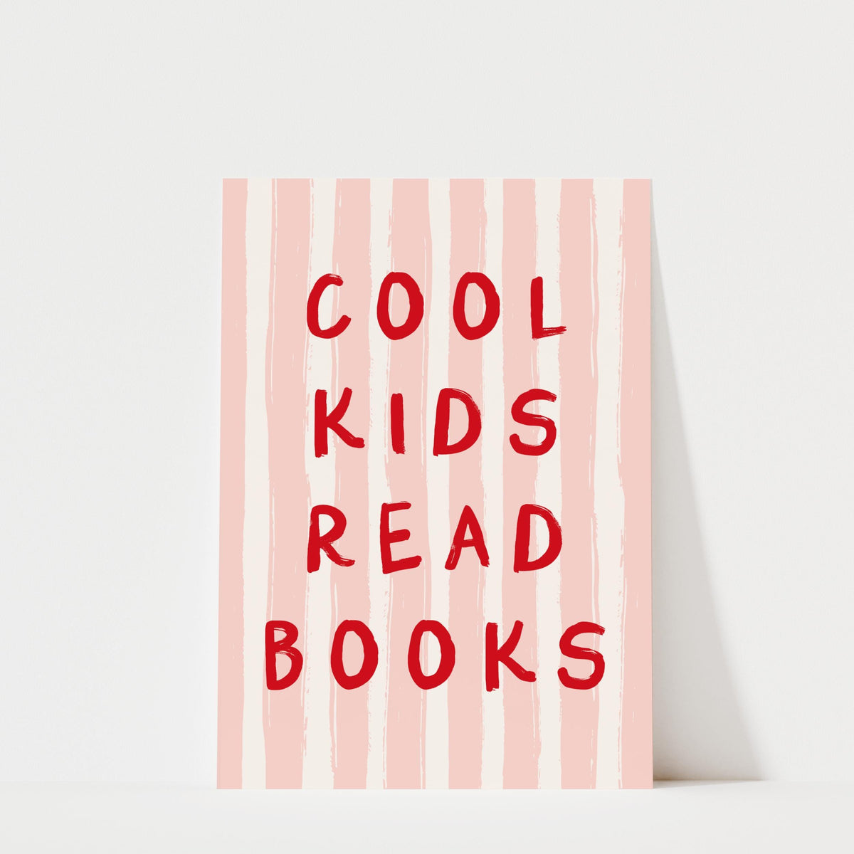 Cool Kids Read Books - Striped Kids Room Wall Art Print