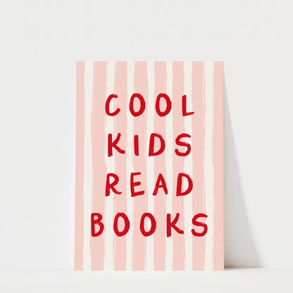 Cool Kids Read Books - Striped Kids Room Wall Art Print