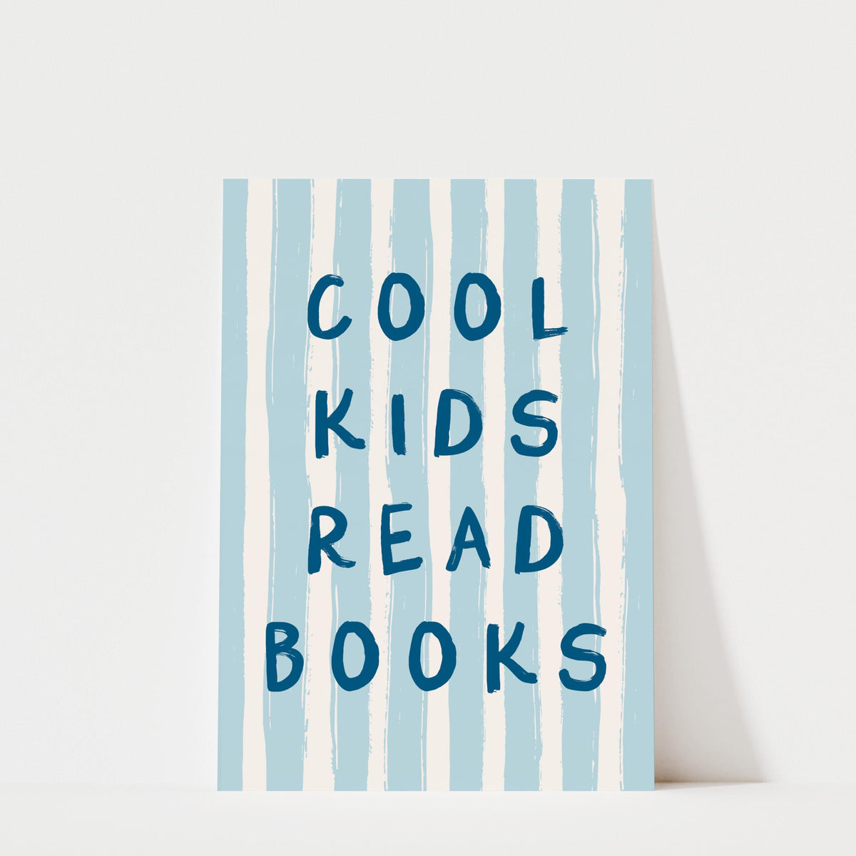 Cool Kids Read Books - Striped Kids Room Wall Art Print