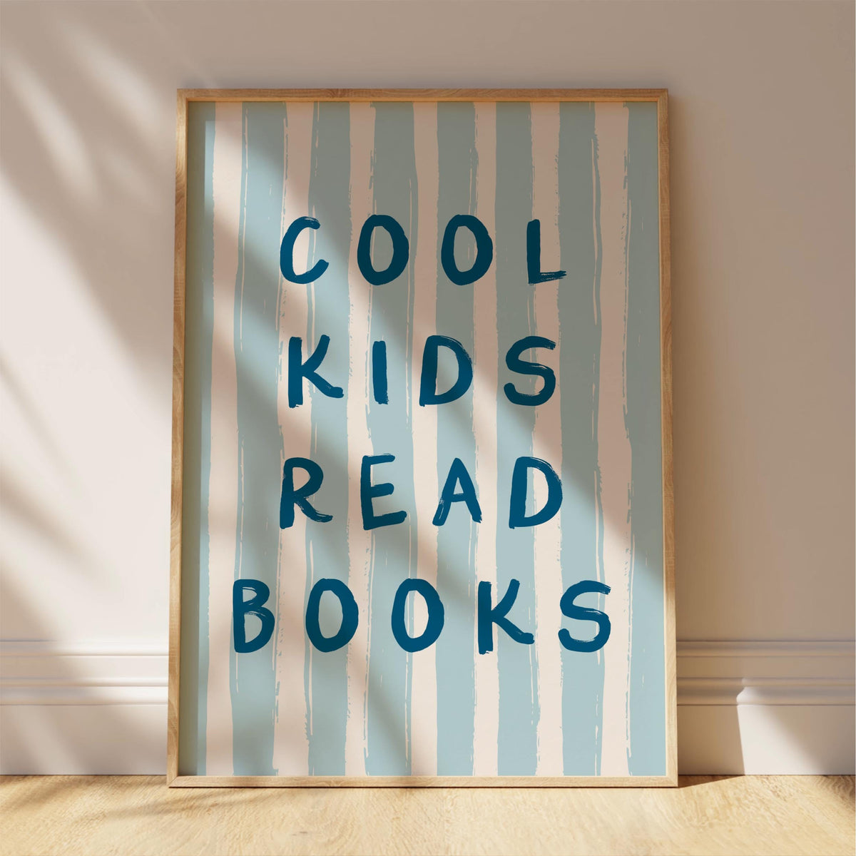 Cool Kids Read Books - Striped Kids Room Wall Art Print