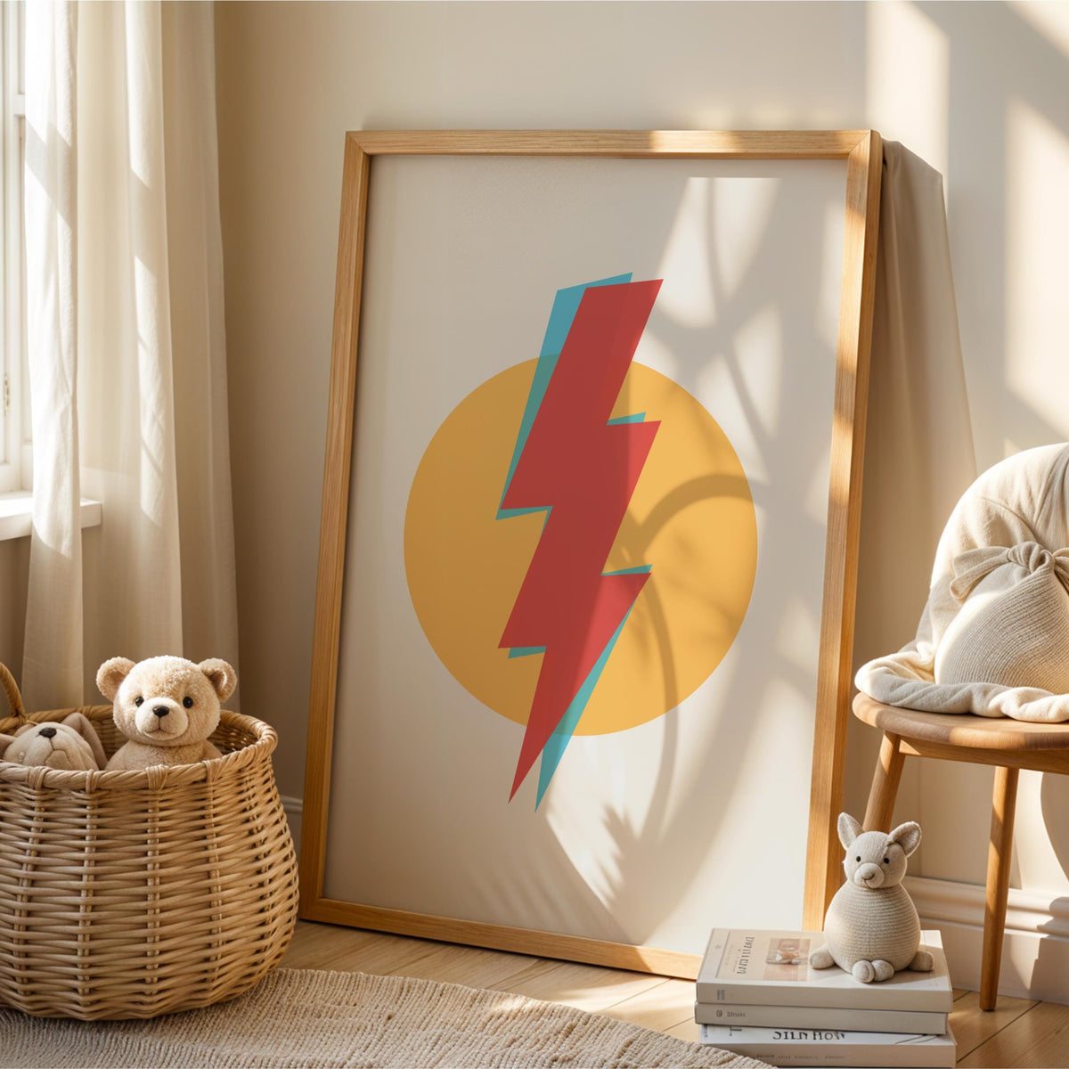 Lightning Bolt Art Print - bold artwork design, wall decor poster for the home