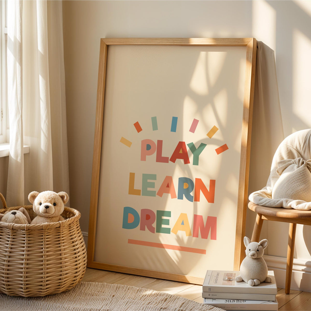 Play Learn Dream Nursery Art Print – Colorful Kids Room Decor