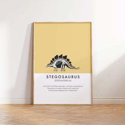 Stegosaurus Dinosaur Fact Print | Kids Nursery Wall Art
