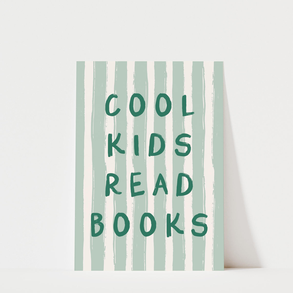 Cool Kids Read Books - Striped Kids Room Wall Art Print