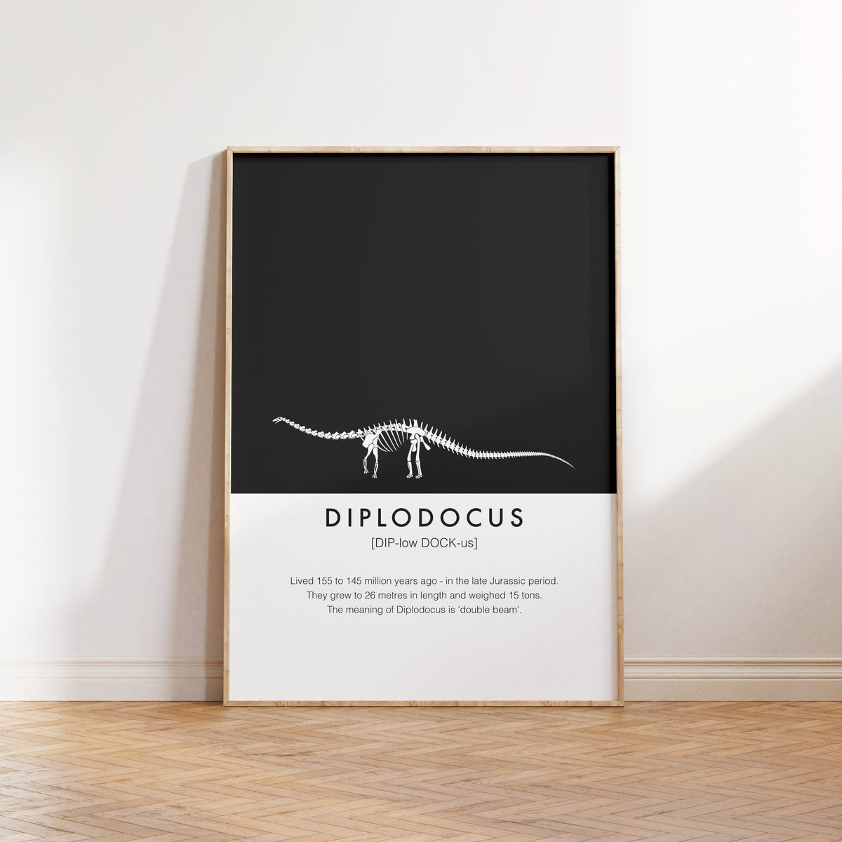 Diplodocus Dinosaur Fact Print | Kids Nursery Wall Art