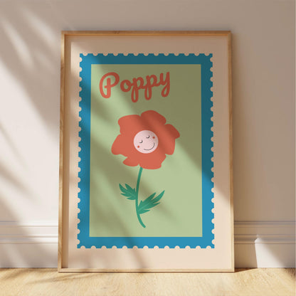 Poppy Flower Nursery Wall Art - Nature inspired bedroom and playroom decor