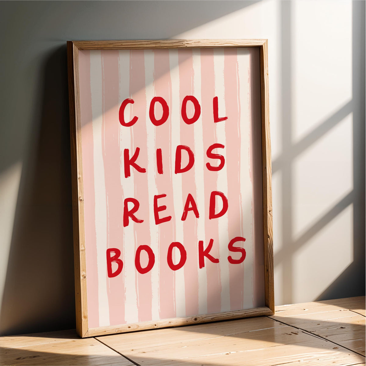 Cool Kids Read Books - Striped Kids Room Wall Art Print