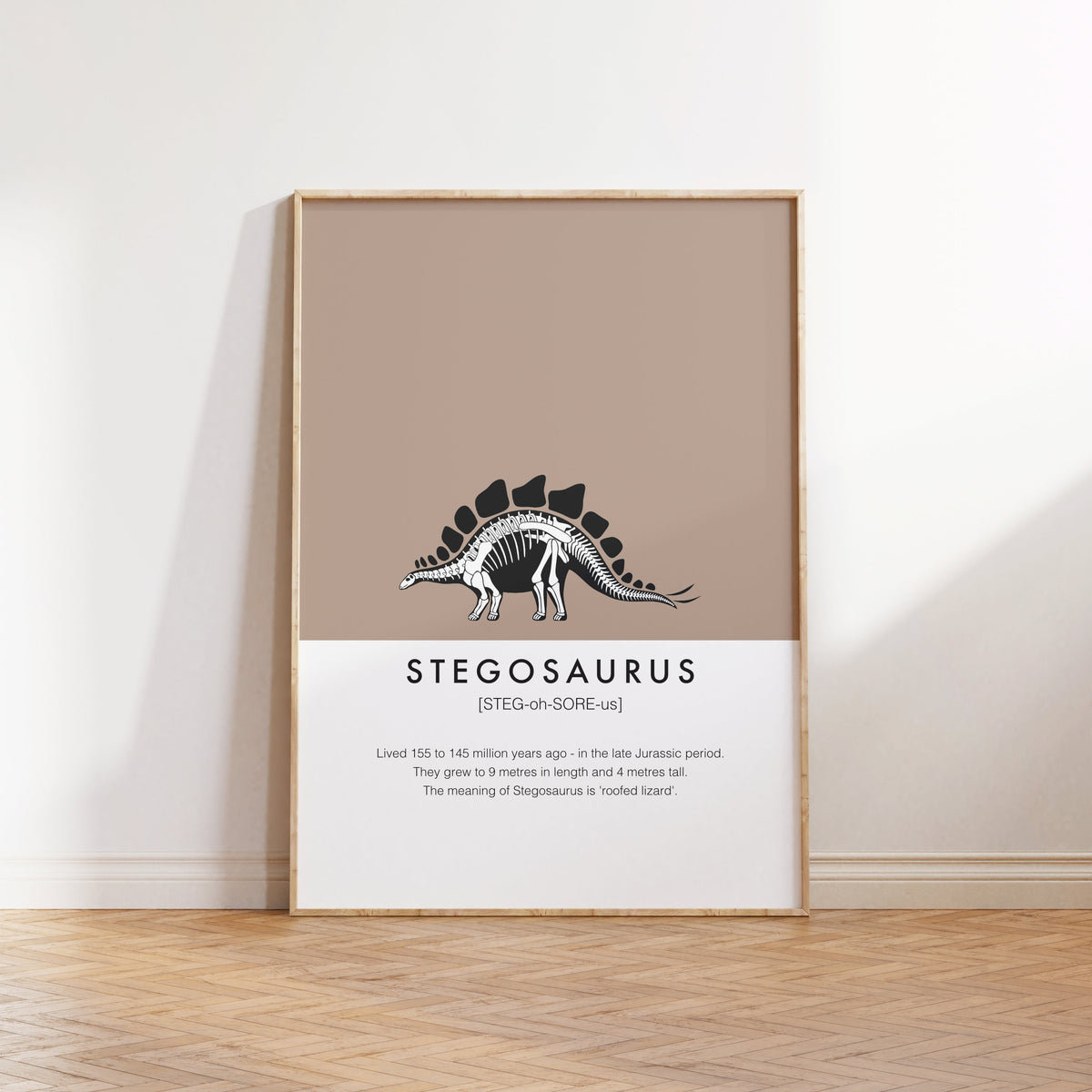 Stegosaurus Dinosaur Fact Print | Kids Nursery Wall Art
