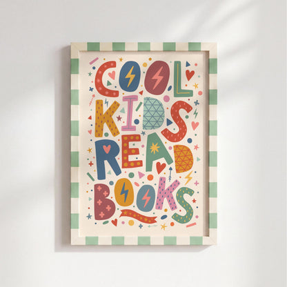 Cool Kids Read Books Print - Children's Bedroom Wall Art