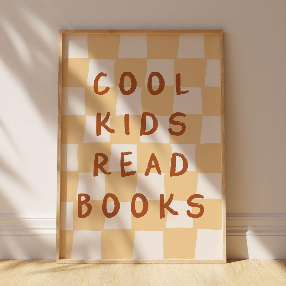 Cool Kids Read Books - Checkerboard Kids Room Wall Art Print