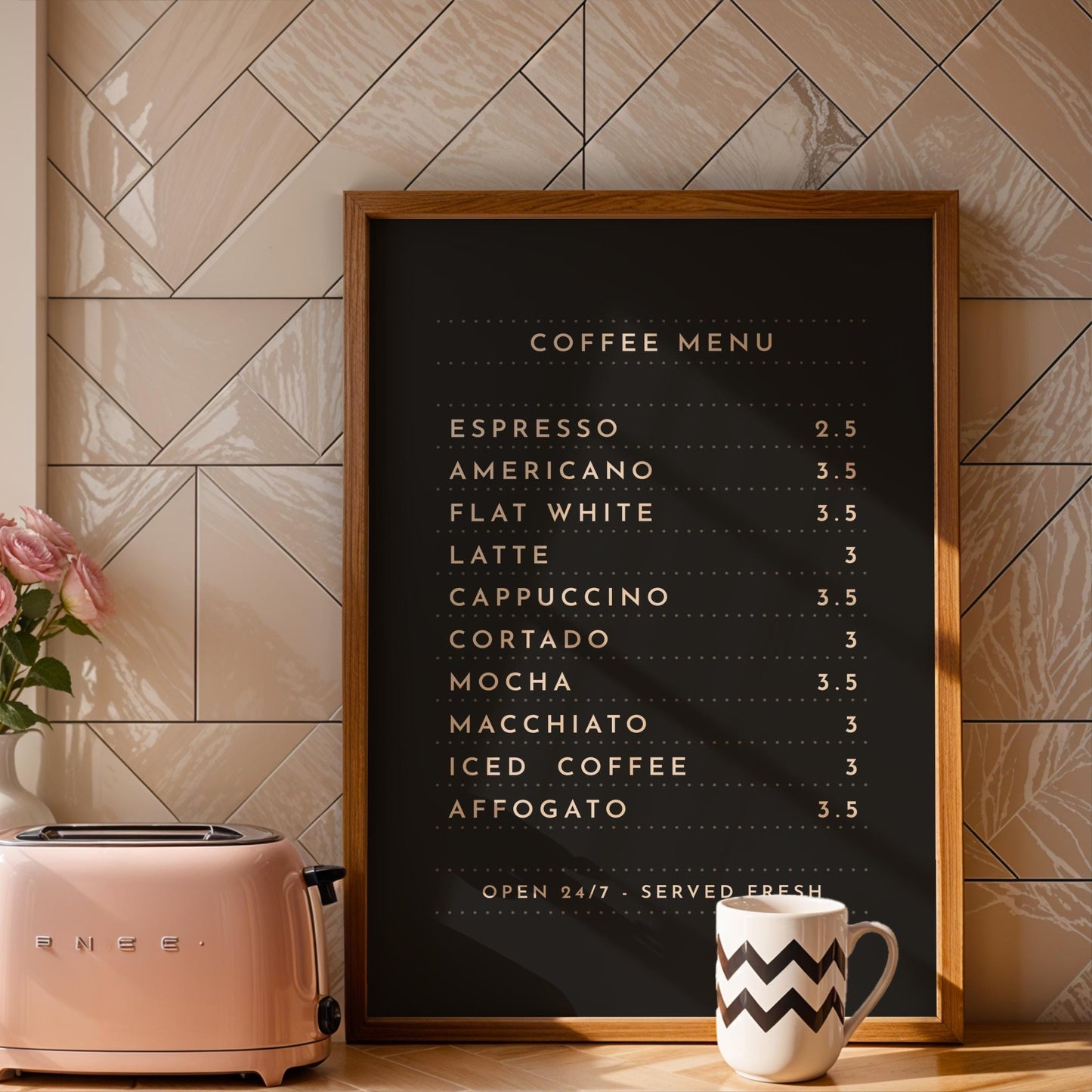 Coffee Menu - Coffee Wall Art Print - Black