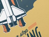 Never Stop Exploring - Space Rocket Print